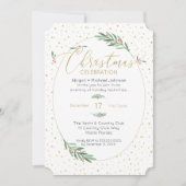 Elegant groen en goud aquarel Kerstfeest partij Kaart (Voorkant)