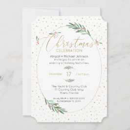 Elegant groen en goud aquarel Kerstfeest partij Kaart