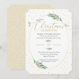 Elegant groen en goud aquarel Kerstfeest partij Kaart