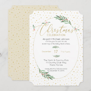Elegant groen en goud aquarel Kerstfeest partij Kaart