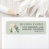 Elegant Groen en Goud Bloemen Retouradres Etiket (Insitu)