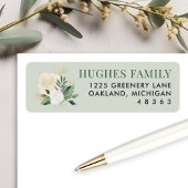 Elegant Groen en Goud Bloemen Retouradres Etiket