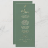 Elegant Groen en Goud Boho Tuin Diner Bruiloft Menu (Voorkant / Achterkant)