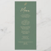 Elegant Groen en Goud Boho Tuin Diner Bruiloft Menu (Voorkant)