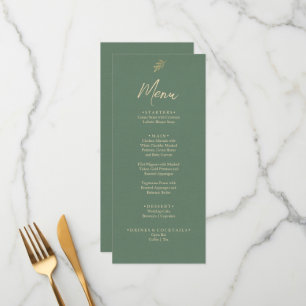 Elegant Groen en Goud Boho Tuin Diner Bruiloft Menu