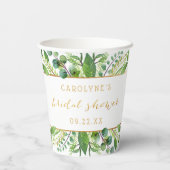 Elegant groen en goud bruidsmeisjesfeest papieren bekers (Achterkant)