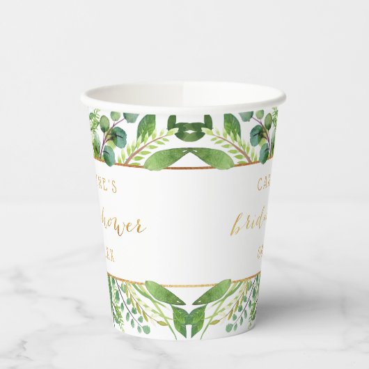 Elegant groen en goud bruidsmeisjesfeest papieren bekers (Links)