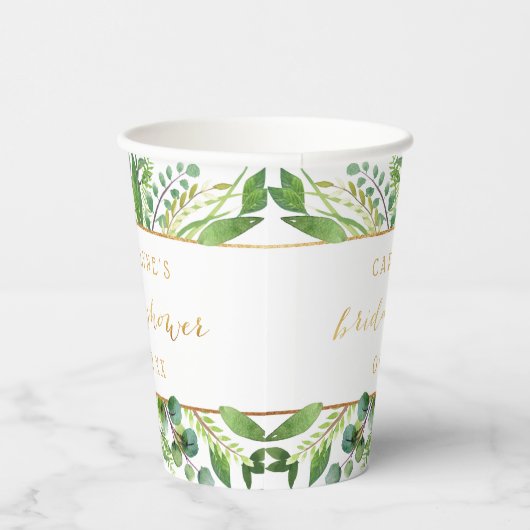 Elegant groen en goud bruidsmeisjesfeest papieren bekers (Rechts)