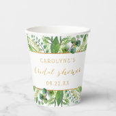 Elegant groen en goud bruidsmeisjesfeest papieren bekers (Voorkant)
