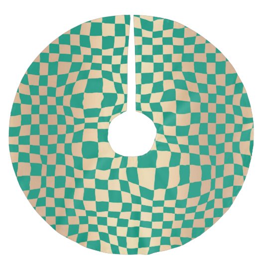 Elegant groen en goud checker patroon kerstboom rok (Voorkant)