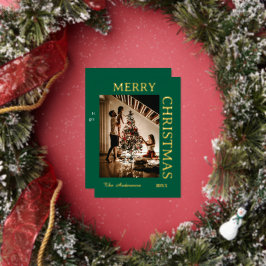 Elegant groen en goud folie feestdagenkaart