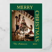 Elegant groen en goud folie feestdagenkaart (Voorkant)