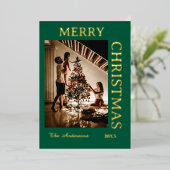 Elegant groen en goud folie feestdagenkaart (Staand Voorkant)