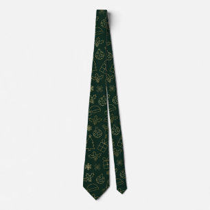 Elegant groen en goud folie kerstpatroon stropdas