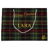 Elegant groen en goud geplakt kerst Custom Groot Cadeauzakje (Voorkant)