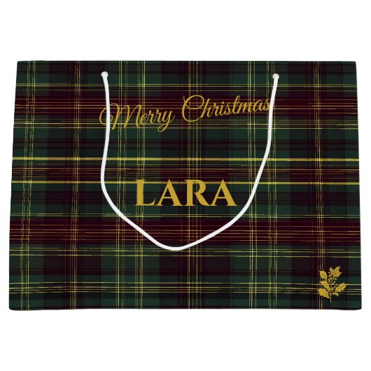 Elegant groen en goud geplakt kerst Custom Groot Cadeauzakje (Voorkant)