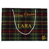 Elegant groen en goud geplakt kerst Custom Groot Cadeauzakje (Achterkant)