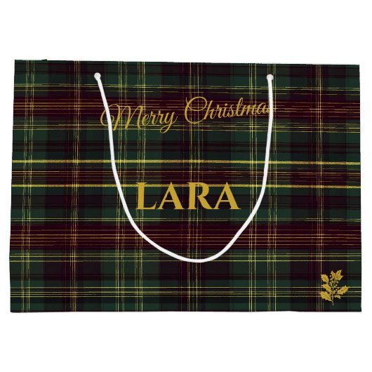 Elegant groen en goud geplakt kerst Custom Groot Cadeauzakje (Achterkant)