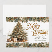 Elegant groen en goud gezellige kerstboom, feestdagenkaart (Voorkant / Achterkant)