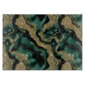 Elegant groen en goud Glitter Agaat Patroon Snijplank (Voorkant)
