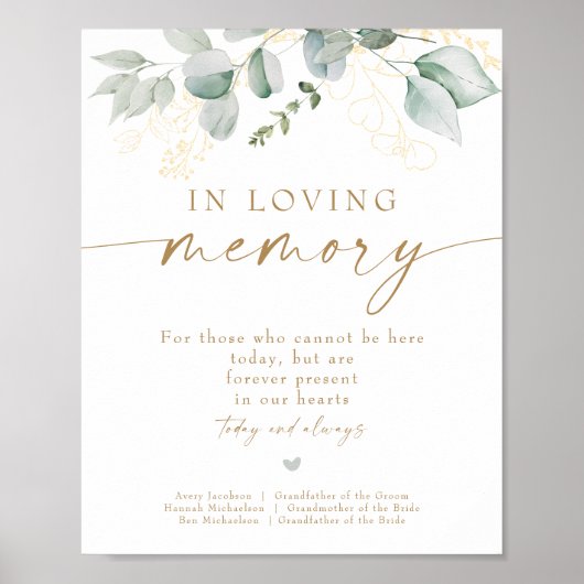 Elegant groen en goud in liefdevolle herinnering b poster (Voorkant)