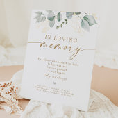 Elegant groen en goud in liefdevolle herinnering b reclamebord met voetstuk