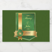 Elegant groen en goud likeurfles etiket (Enkel label)