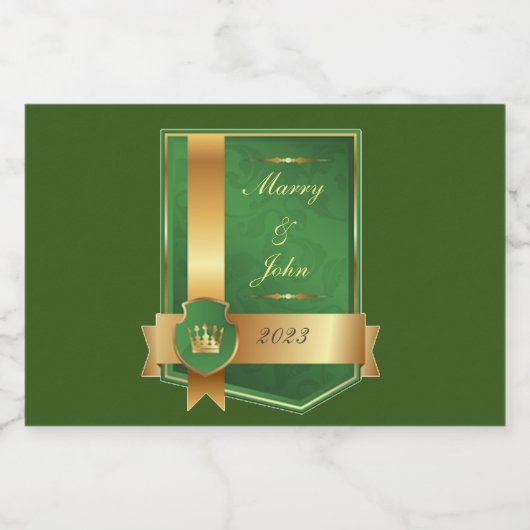 Elegant groen en goud likeurfles etiket (Enkel label)
