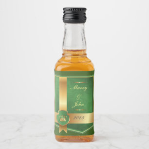 Elegant groen en goud likeurfles etiket