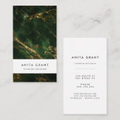 Elegant groen en goud marmer verticaal visitekaartje (Voorkant / Achterkant)