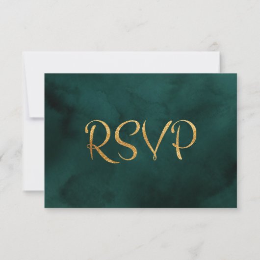 Elegant groen en goud minimalistisch RSVP kaartje (Achterkant)