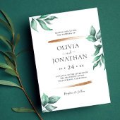 Elegant groen en goud minimalistische bruiloft kaart