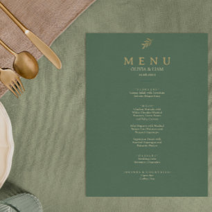 Elegant groen en goud minimalistische bruiloft men menu