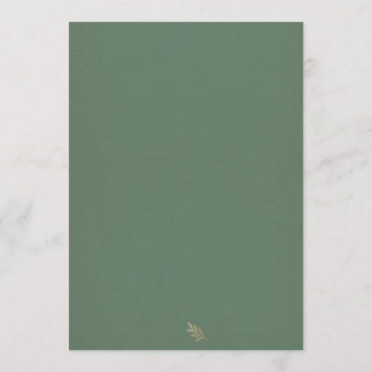 Elegant groen en goud minimalistische bruiloft men menu (Achterkant)