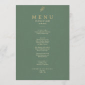 Elegant groen en goud minimalistische bruiloft men menu (Voorkant)