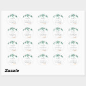 Elegant groen en goud minimalistische bruiloft ronde sticker (Vel)