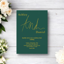 Elegant groen en goud modern eenvoudig huwelijk