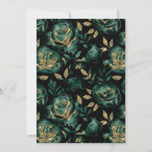 Elegant Groen en Goud Roos Bloemen 60ste Verjaarda Kaart (Achterkant)