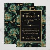 Elegant Groen en Goud Roos Bloemen Quinceanera Bedankkaart (Voorkant / Achterkant)