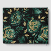 Elegant Groen en Goud Roos Bloemenbruiloft Gastenboek (Achterkant)