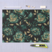 Elegant groen en goud Roos bloemenpatroon Tissuepapier (Craft)