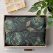 Elegant groen en goud Roos bloemenpatroon Tissuepapier (Geschenk)