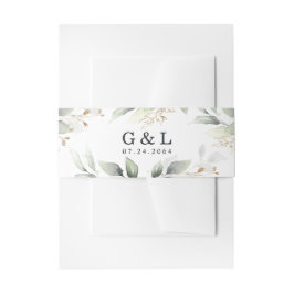 Elegant groen en goud rustieke bruiloft uitnodigingen wikkel