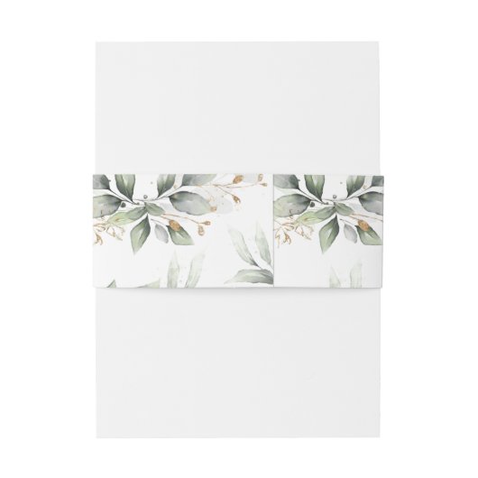 Elegant groen en goud rustieke bruiloft uitnodigingen wikkel (Achterkant Voorbeeld)