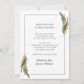 Elegant Groen en Goud Tropisch Boeket Nieuw Huis Aankondiging (Achterkant)