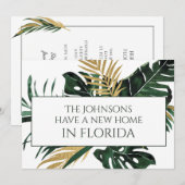 Elegant Groen en Goud Tropisch Boeket Nieuw Huis Aankondiging (Voorkant / Achterkant)