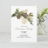 Elegant Groen en Goud Waterverf Kerstfeest Kaart (Staand voorkant)