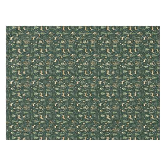 Elegant groen en goud Woodland Deer Pattern Tafelkleed (Voorkant (Horizontaal))