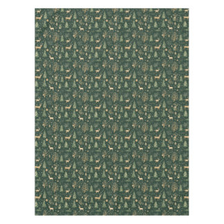 Elegant groen en goud Woodland Deer Pattern Tafelkleed