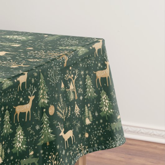 Elegant groen en goud Woodland Deer Pattern Tafelkleed (Voorbeeld)